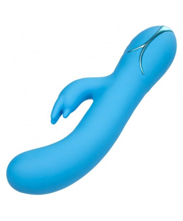 Голубой вибромассажер Insatiable G Inflatable G-Bunny с функцией расширения - 21 см.