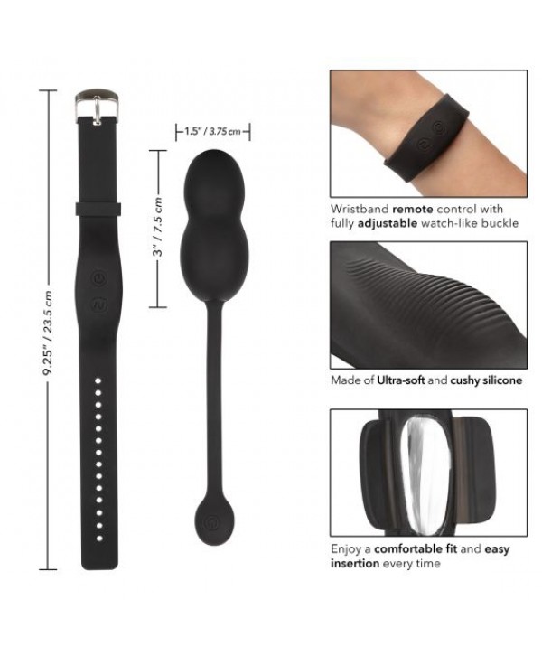 Черные вагинальные виброшарики с браслетом-пультом Wristband Remote Ultra-Soft Kegel System