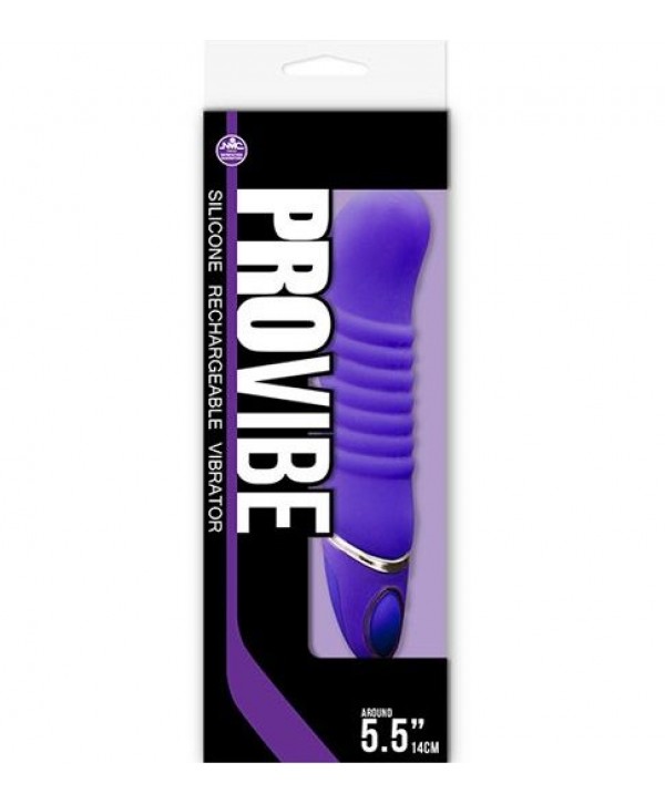 Фиолетовый перезаряжаемый вибратор PROVIBE - 14 см.