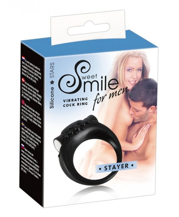 Чёрное виброкольцо для пениса Stayer