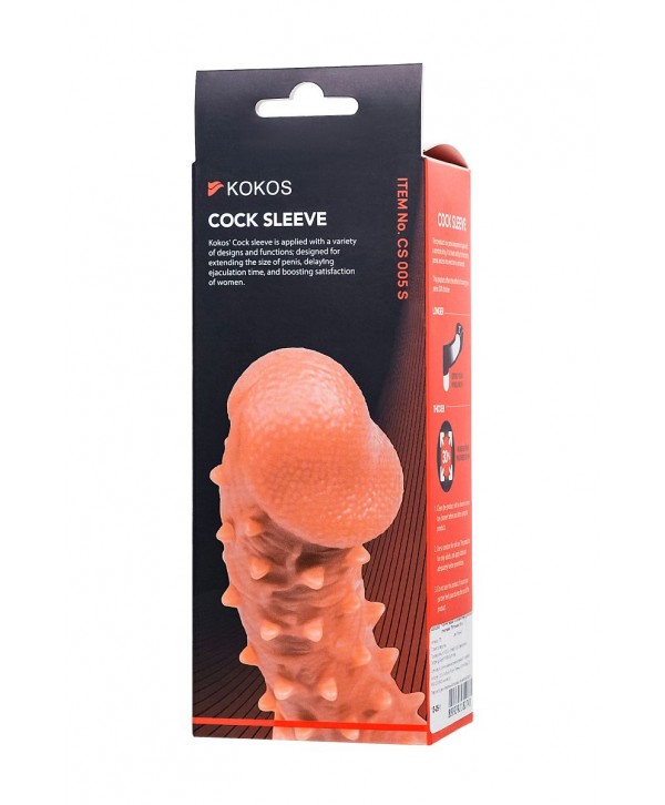 Телесная закрытая насадка с пупырышками Cock Sleeve 005 Size S - 13,8 см.