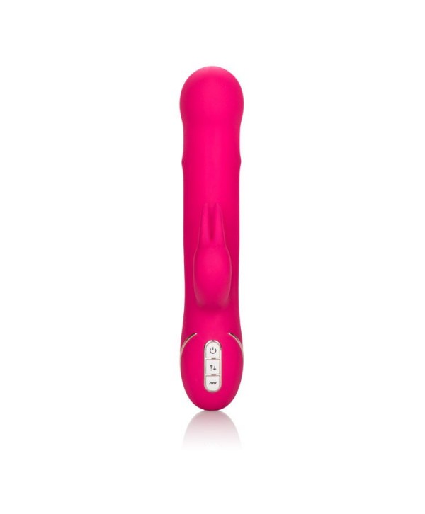 Ярко-розовый вибратор Jack Rabbit Signature Silicone Beaded Rabbit - 23 см.