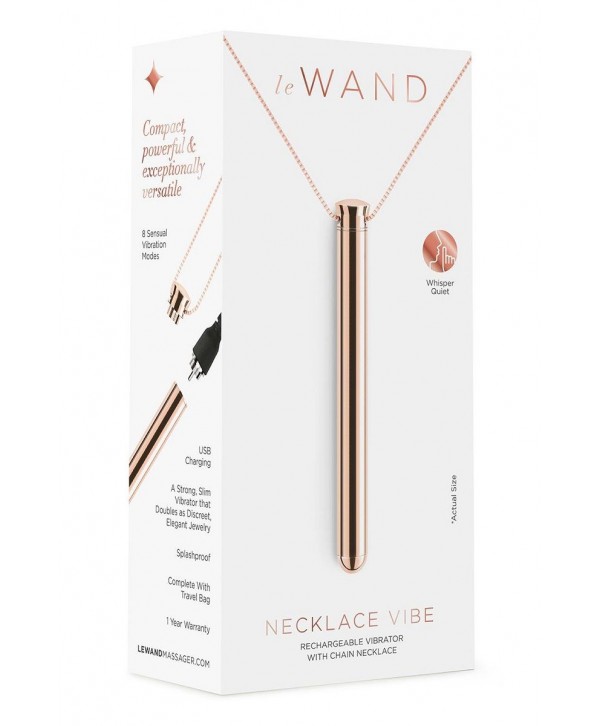 Золотистый вибростимулятор-кулон на цепочке Necklace Rechargeable Vibrator
