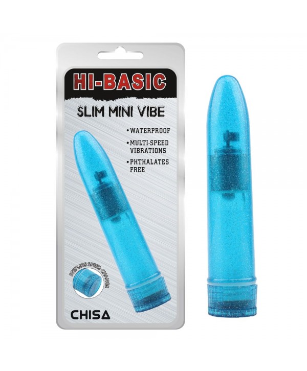 Голубой мини-вибратор Slim Mini Vibe - 13,2 см.