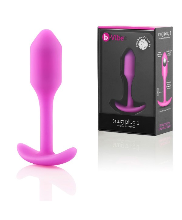 Розовая пробка для ношения B-vibe Snug Plug 1 - 9,4 см.