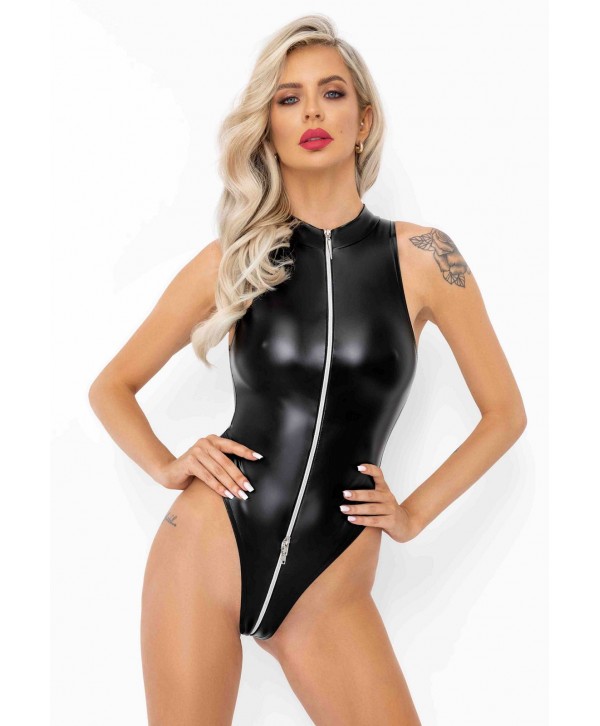 Эротическое боди с молнией Powerwetlook bodysuit with front zipper