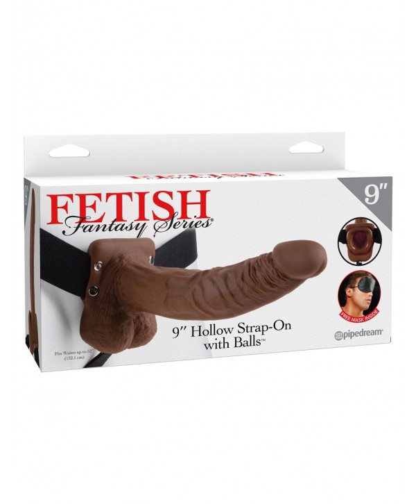 Полый мужской фаллопротез Hollow Strap-On with Balls - 24 см.