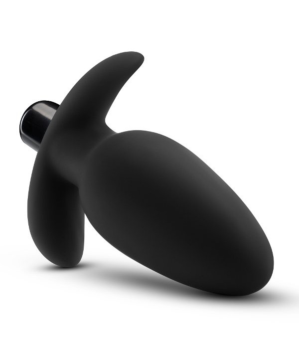 Черная анальная вибропробка Silicone Saddle Plug - 12,1 см.