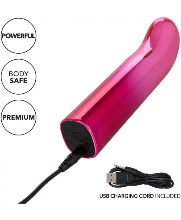 Розовый изогнутый мини-вибромассажер Glam G Vibe - 12 см.