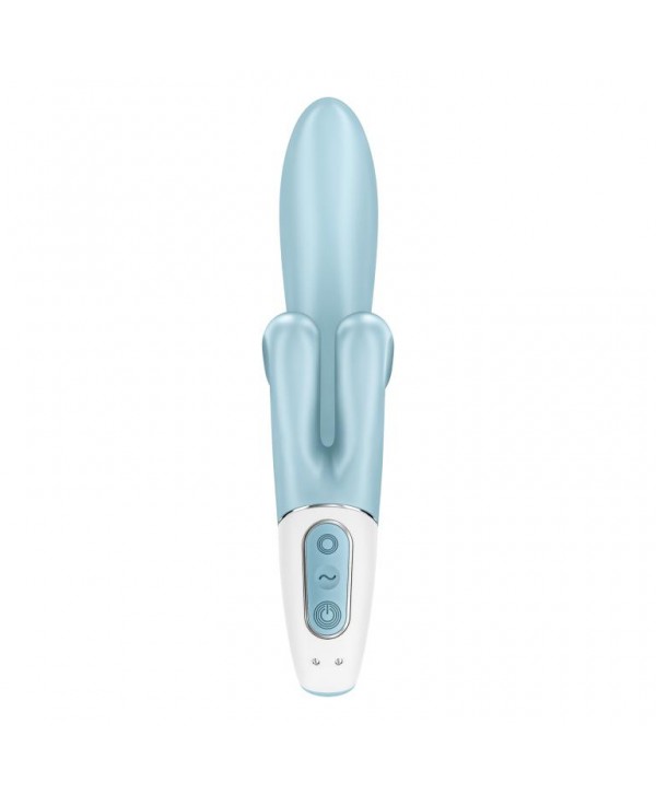 Голубой вибратор-кролик Touch me - 21,2 см.