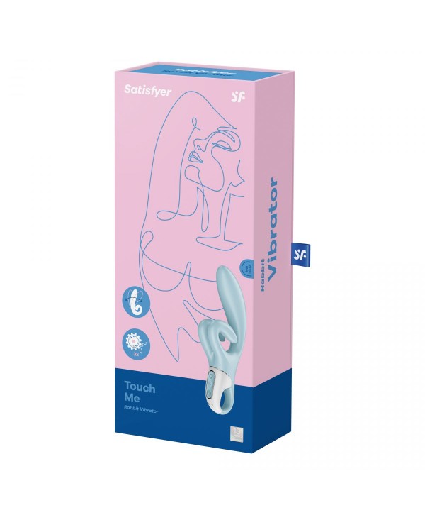 Голубой вибратор-кролик Touch me - 21,2 см.