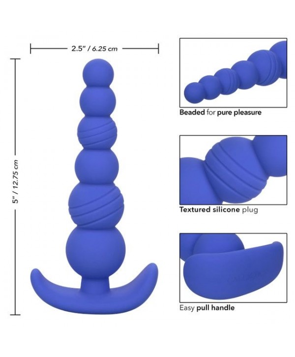 Синяя анальная пробка Cheeky X-6 Beads - 12,75 см.