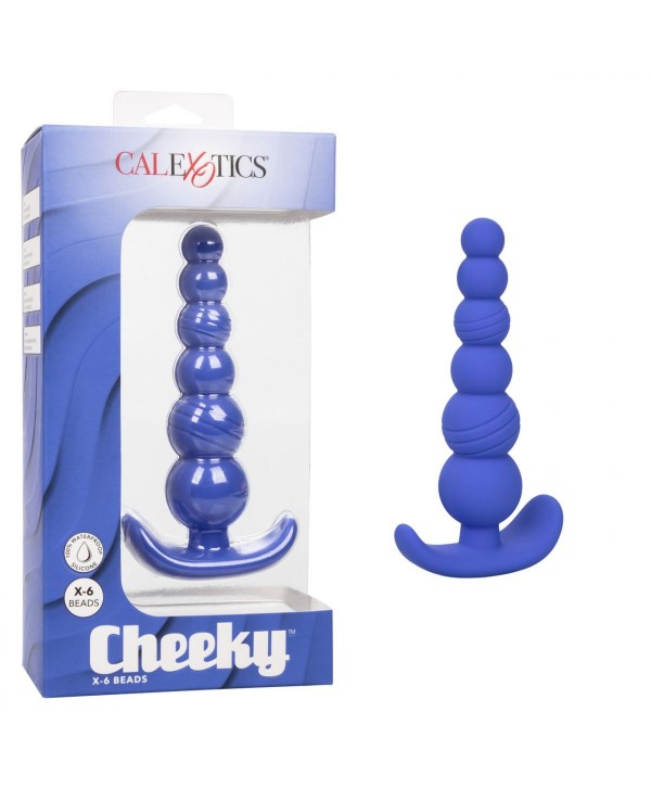 Синяя анальная пробка Cheeky X-6 Beads - 12,75 см.
