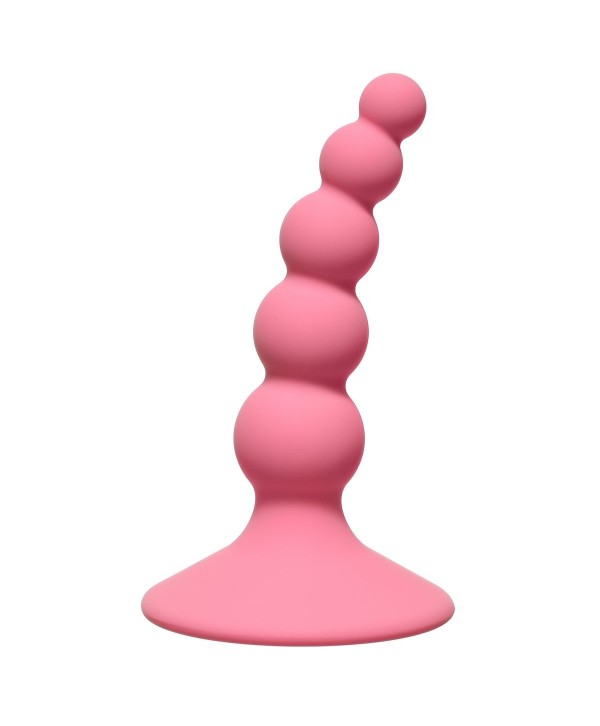 Розовая анальная пробка Ribbed Plug Pink - 10,5 см.