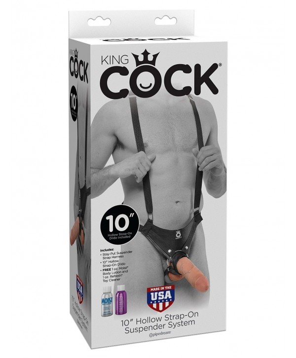 Страпон-система с телесной насадкой 10  Hollow Strap-On Suspender System - 25 см.