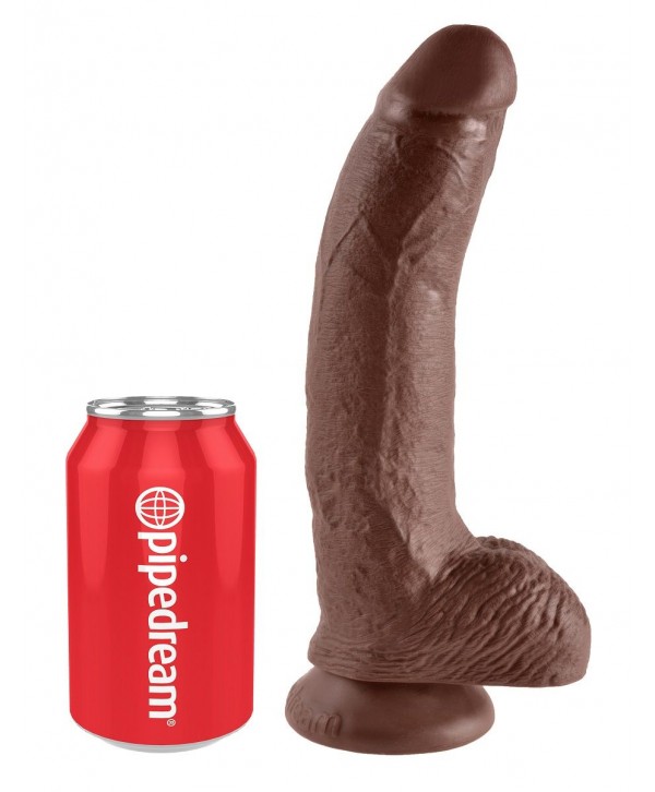 Коричневый фаллоимитатор 9  Cock with Balls - 22,9 см.