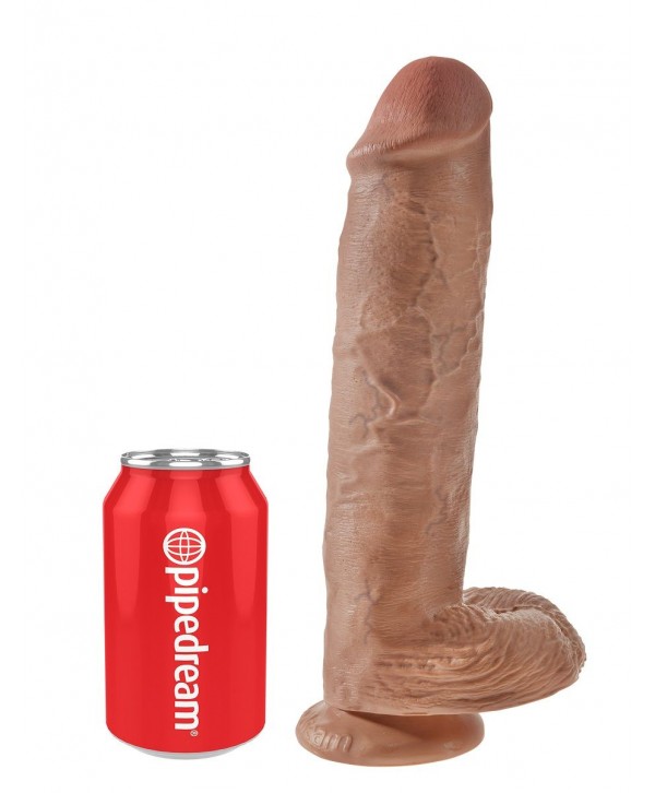 Фаллоимитатор-мулат на присоске 11  Cock with Balls - 28 см.