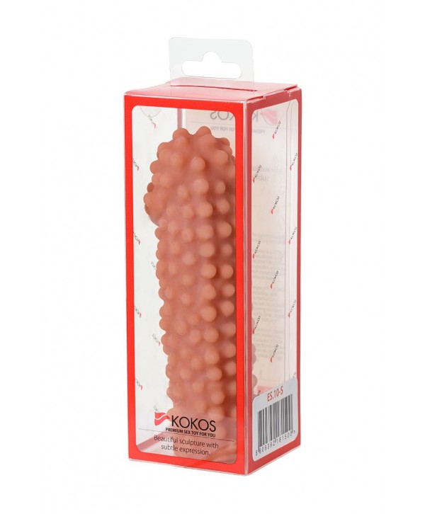 Телесная насадка на фаллос с бугорками Extreme Sleeve 010 S-size - 14,7 см.