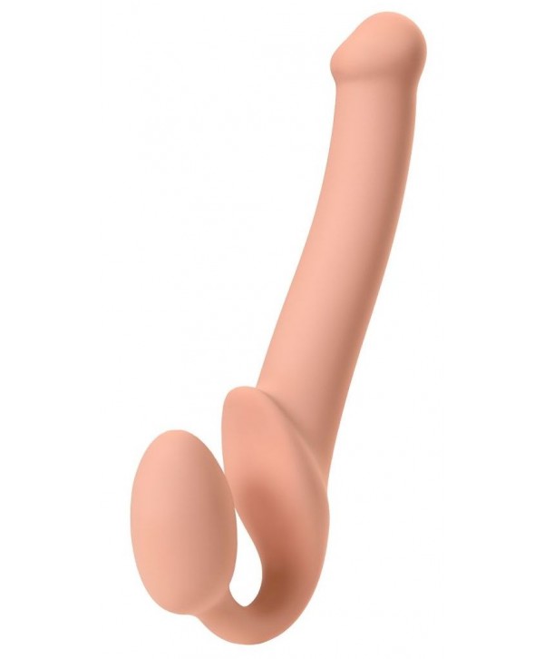 Телесный безремневой страпон Silicone Bendable Strap-On - size M