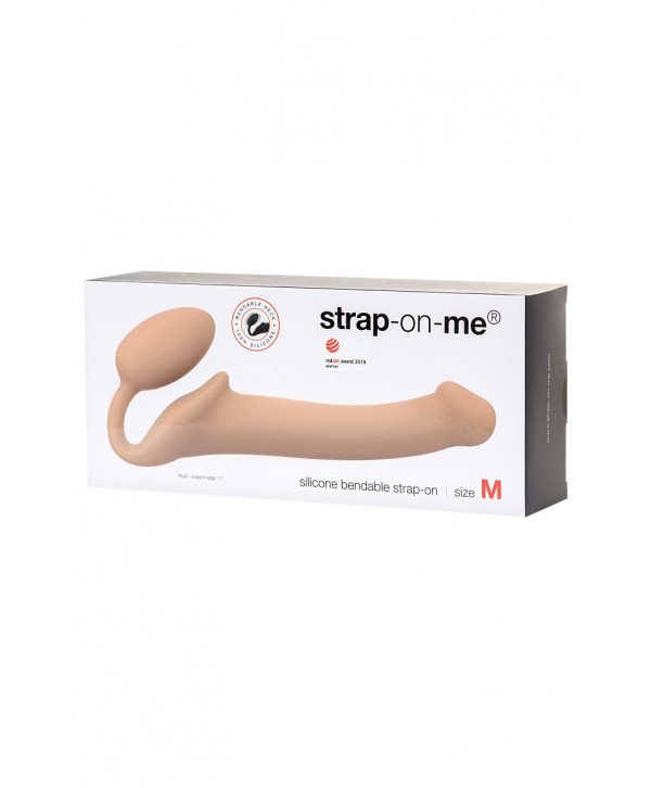 Телесный безремневой страпон Silicone Bendable Strap-On - size M