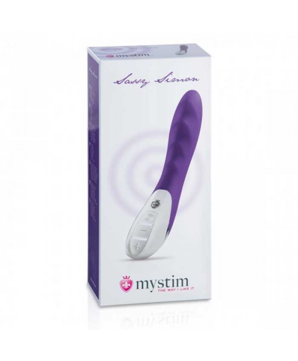 Фиолетовый вибратор Mystim Sassy Simon - 27 см.