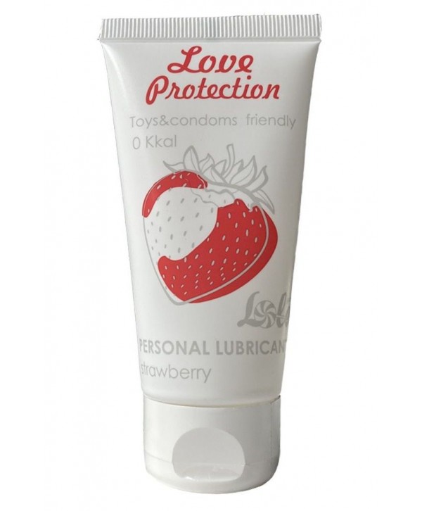 Лубрикант на водной основе с ароматом клубники Love Protection Strawberry - 50 мл.