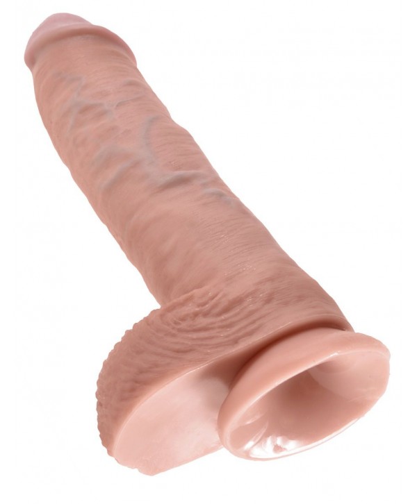 Большой фаллоимитатор с мошонкой 10  Cock with Balls на присоске - 25,4 см.