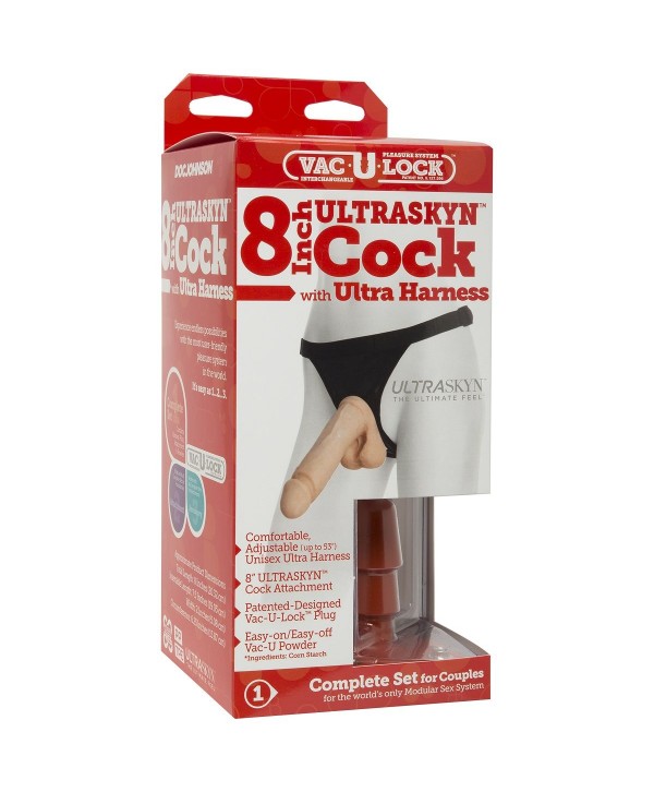 Реалистичный страпон унисекс Vac-U-Lock Set 8  ULTRASKYN Ultra Harness - 20,57 см.