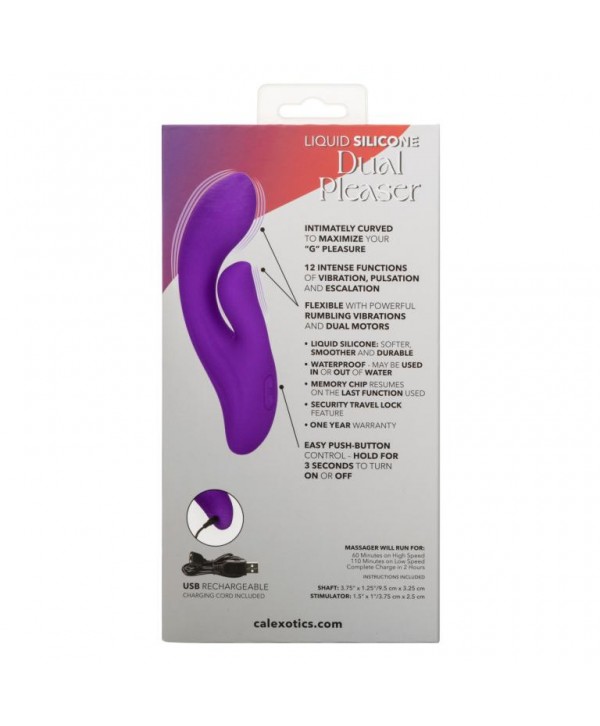 Фиолетовый вибратор-кролик Stella Liquid Silicone Dual Pleaser - 17,25 см.