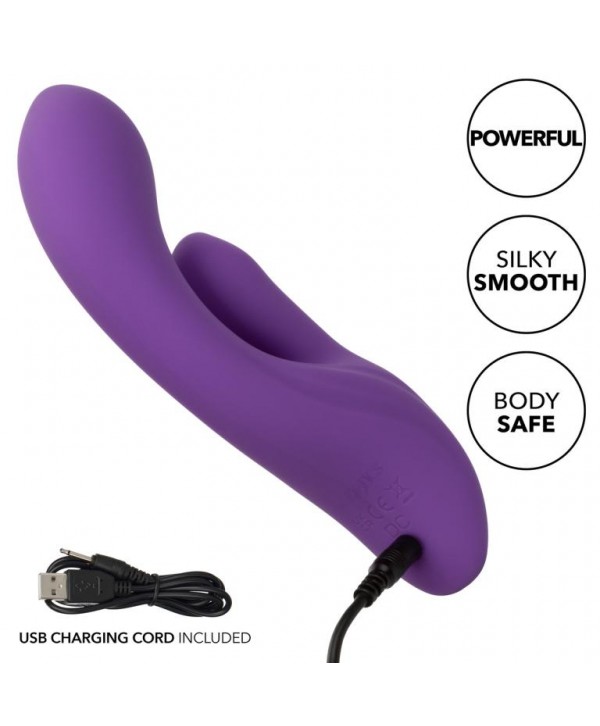 Фиолетовый вибратор-кролик Stella Liquid Silicone Dual Pleaser - 17,25 см.