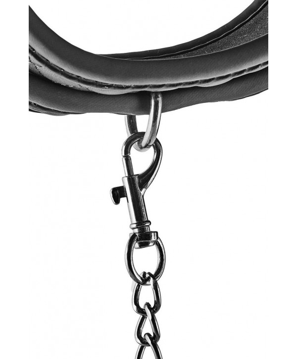 Черный ошейник с поводком COLLAR LEASH DIAMOND