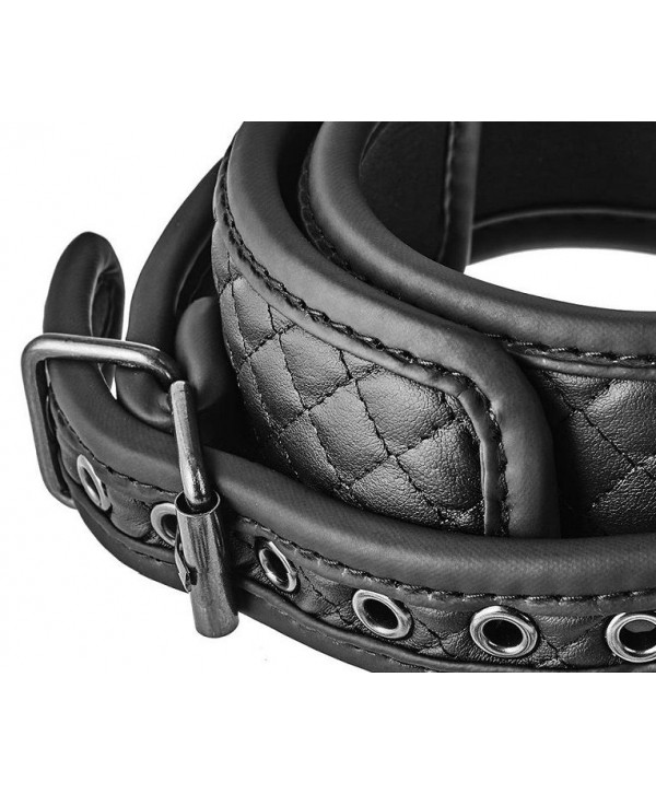 Черный ошейник с поводком COLLAR LEASH DIAMOND