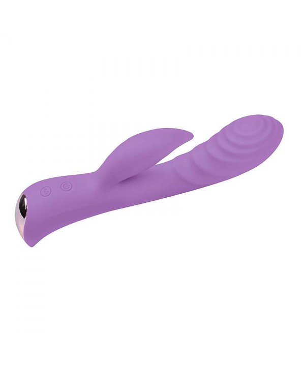Фиолетовый вибромассажер-кролик 5  Silicone Ripple Passion - 19,1 см.