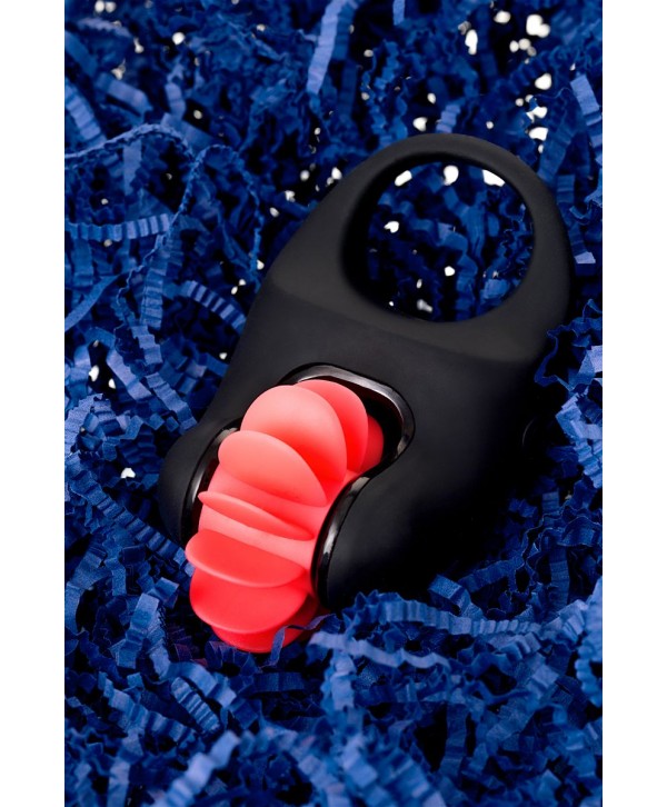 Чёрно-красное эрекционное виброкольцо Erotist