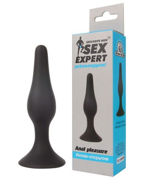 Чёрная анальная втулка Sex Expert - 10 см.
