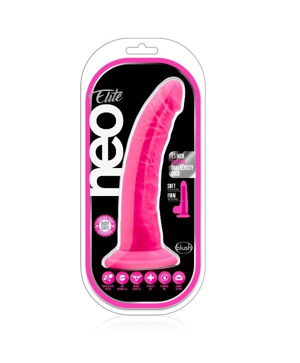 Розовый фаллоимитатор 7.5 Inch Silicone Dual Density Cock - 19 см.