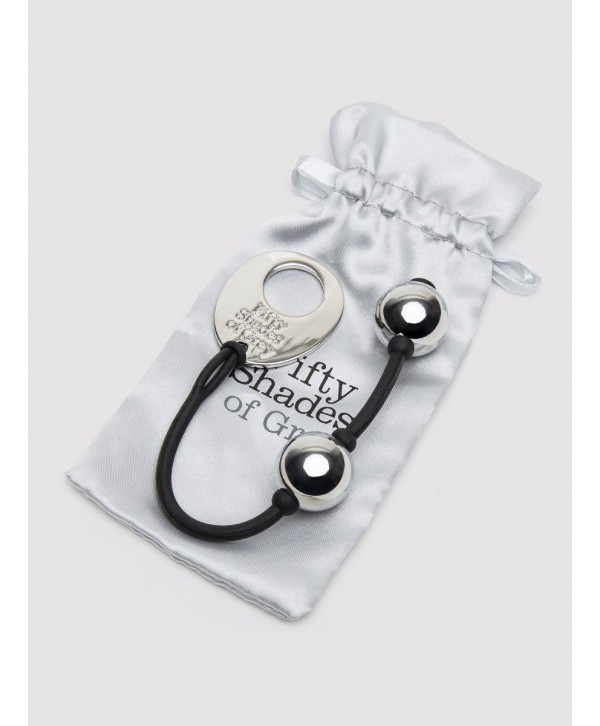 Серебристые шарики Inner Goddess Mini Silver Pleasure Balls 85g на черном силиконовом шнурке