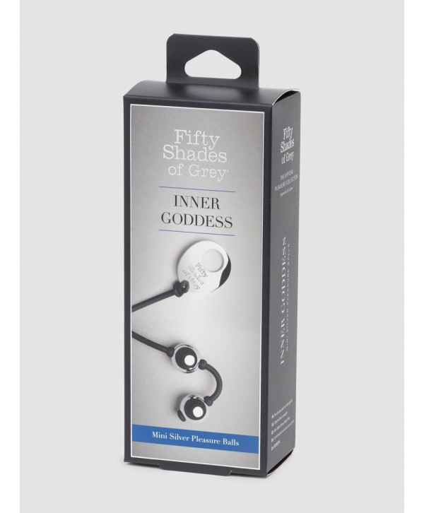 Серебристые шарики Inner Goddess Mini Silver Pleasure Balls 85g на черном силиконовом шнурке