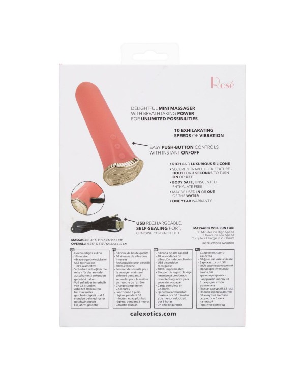Нежно-розовый мини-вибромассажер Uncorked Rose - 12 см.