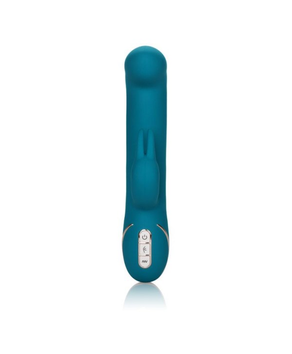 Бирюзовый вибратор с изогнутой головкой Jack Rabbit Signature Silicone Rocking  G  Rabbit - 20 см.