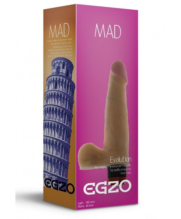 Телесный реалистичный мультискоростной вибратор Mad Tower - 18,5 см.