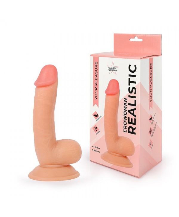 Телесный реалистичный фаллоимитатор Erowoman - 18 см.