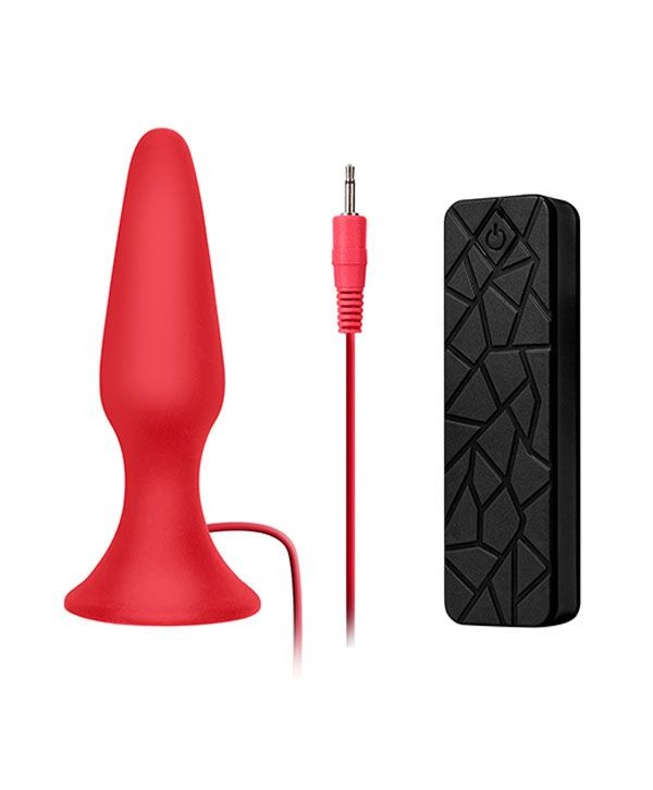 Красная анальная вибропробка с пультом управления MENZSTUFF 5INCH SLIM INTRUDER BUTT PLUG - 13 см.