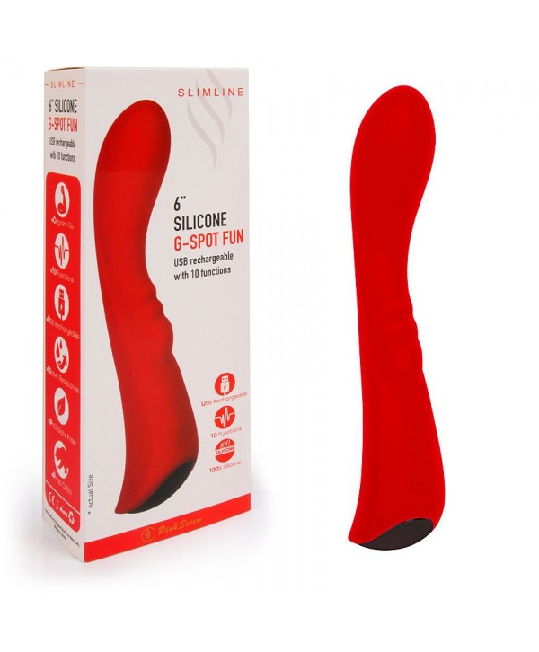 Красный вибромассажер 6  Silicone G-Spot Fun - 19,1 см.