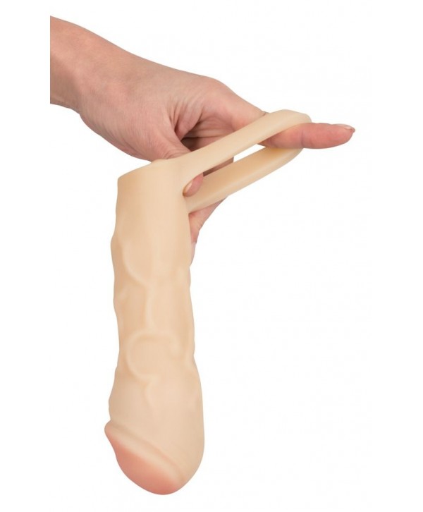 Закрытая удлиняющая насадка на пенис с подхватом мошонки Thicker   Bigger Extension - 17 см.