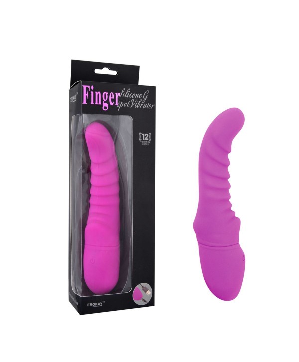 Фиолетовый вибратор Rechargeable G Curve - 20 см.