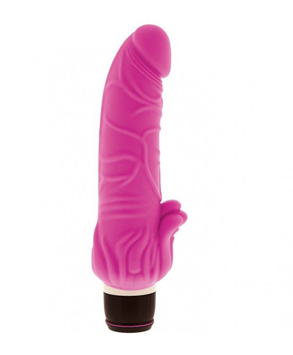 Розовый вибратор с лепестками у основания PURRFECT SILICONE CLASSIC 7INCH PINK - 18 см.