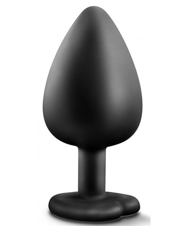 Черная анальная пробка с прозрачным стразом-сердечком Bling Plug Large - 9,5 см.