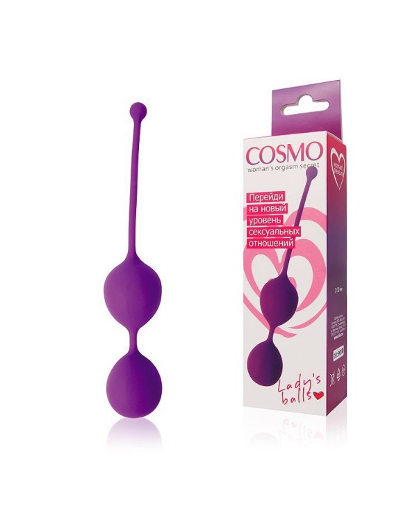 Фиолетовые двойные вагинальные шарики Cosmo с хвостиком для извлечения