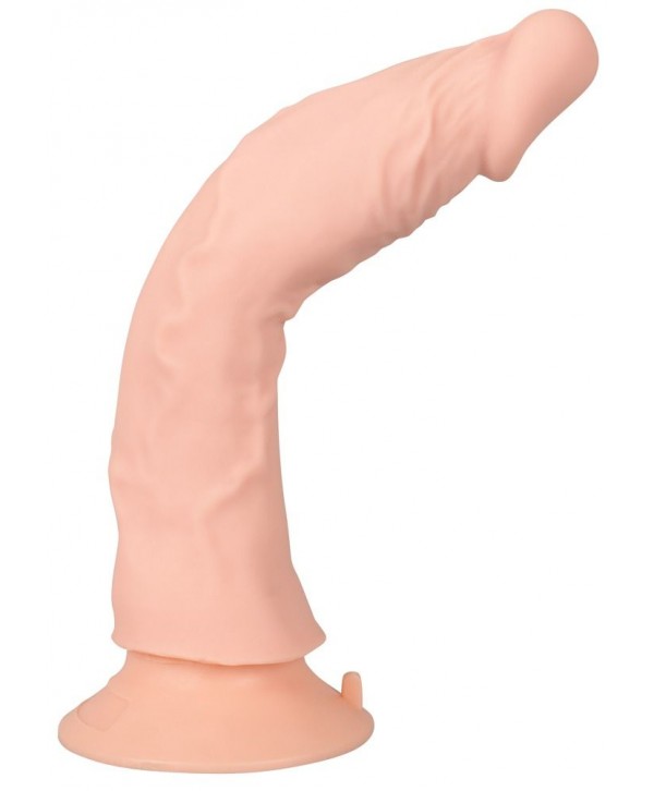 Телесный вибратор на присоске с пультом ДУ Bendable RC Vibrator - 21,5 см.